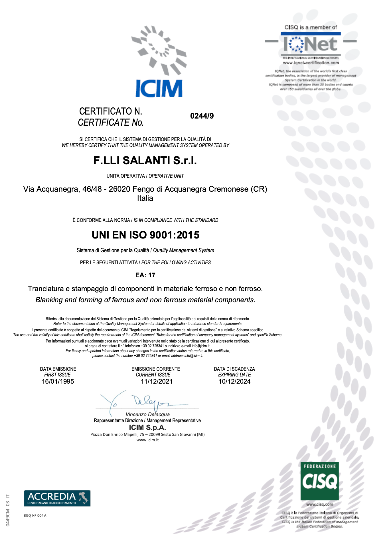 certificato UNI EN ISO 9001_2015